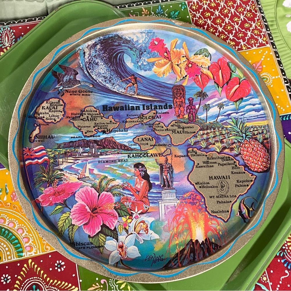 60s Hawaii Souvenir Metal Tray - Picture 2 of 5